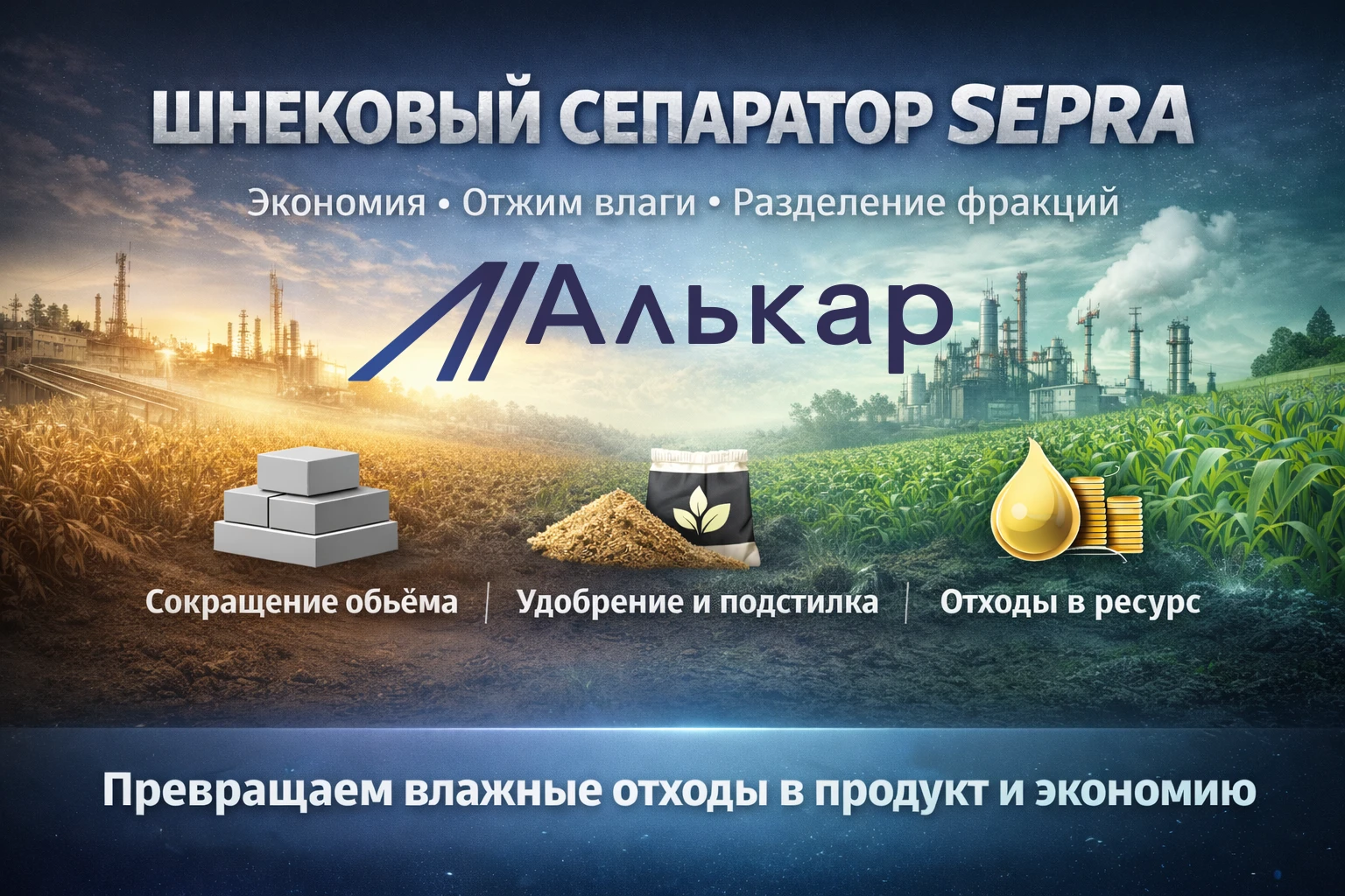 Шнековый сепаратор SEPRA: как превратить влажные отходы в порядок, экономию и продукт